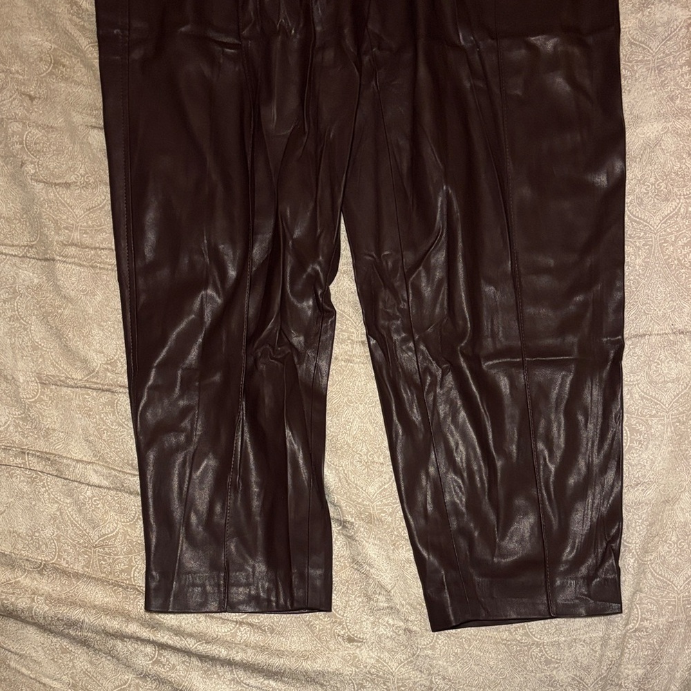 Blank NYC Women's Belted Brown Faux Leather Pants - Picture 5 of 13